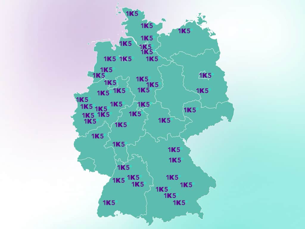 Deutschland Karte mit 1KOMMA5° Standorten