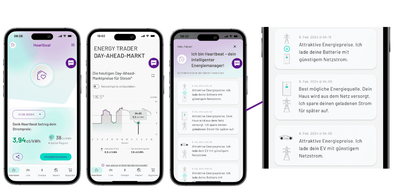 App Ansicht 1KOMMA5° App Heartbeat