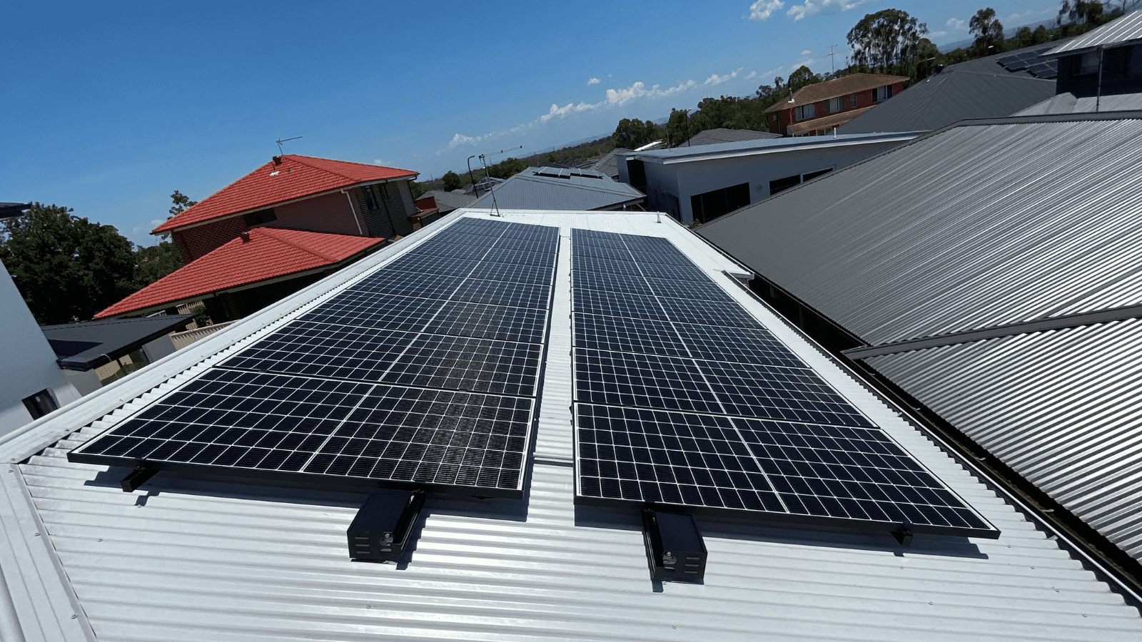 solar panel system installed on colorbond tin roof