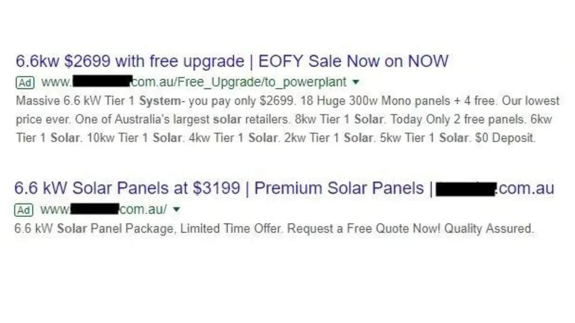 cheap solar deal Google ads