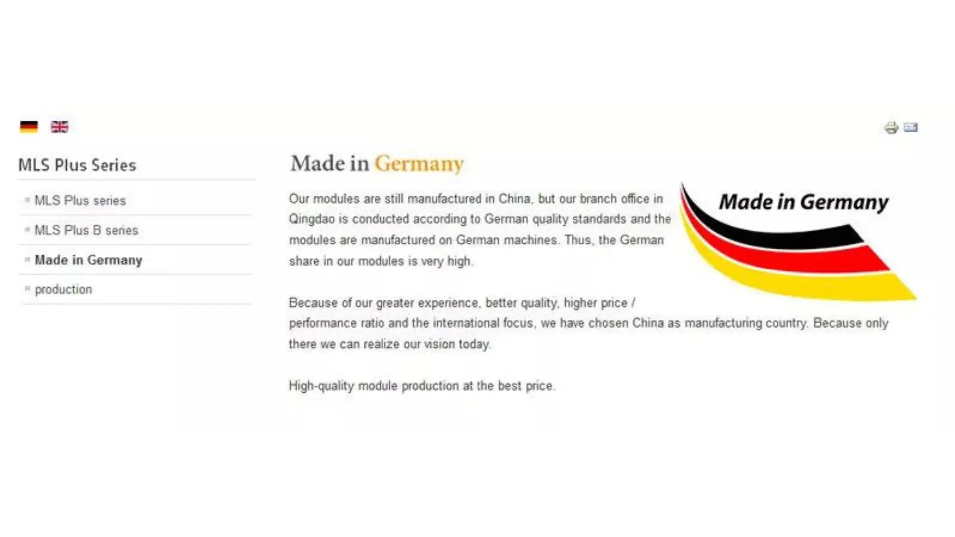information about made in Germany solar panels