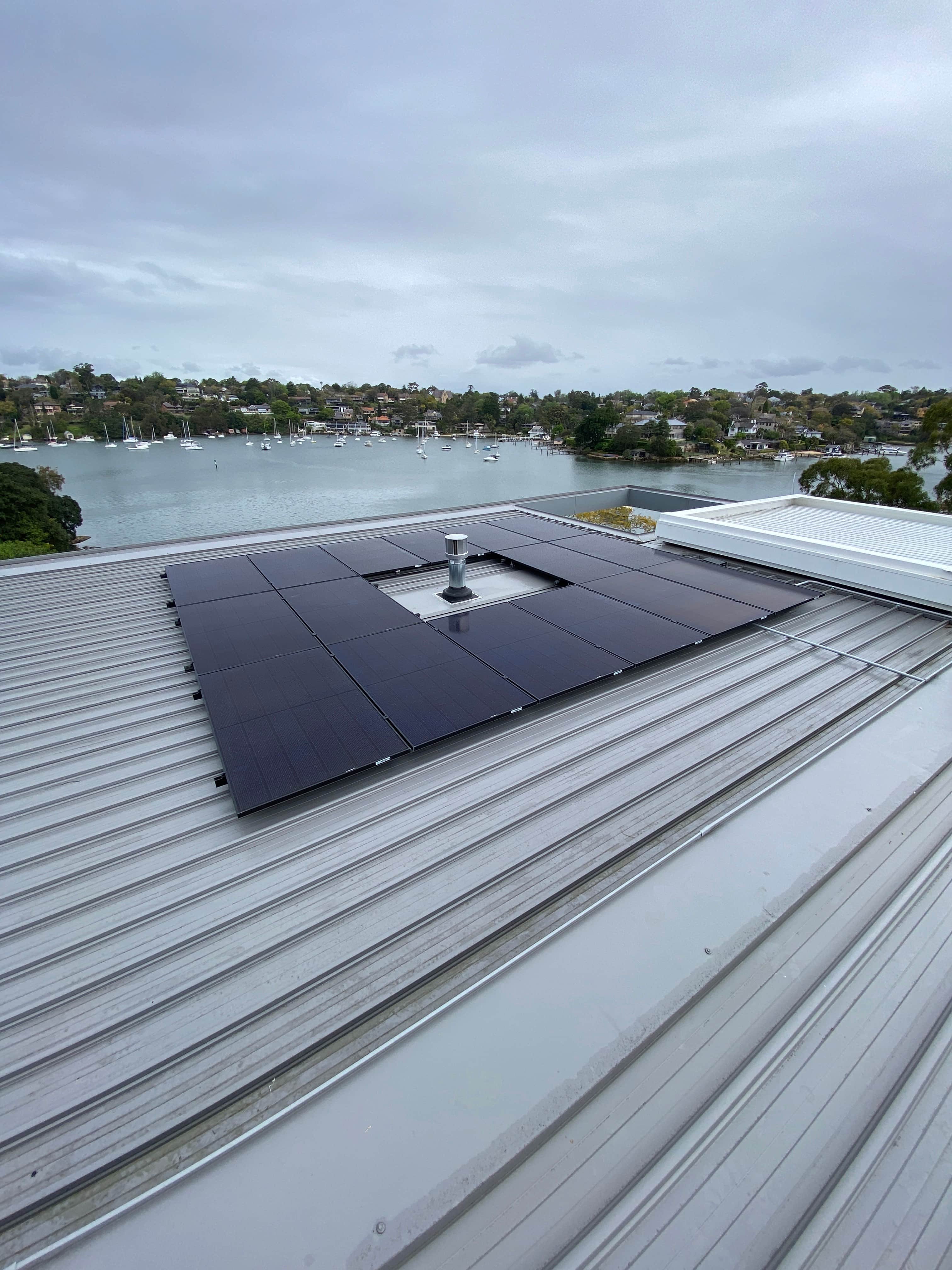 solar panel system installed in a flat roof