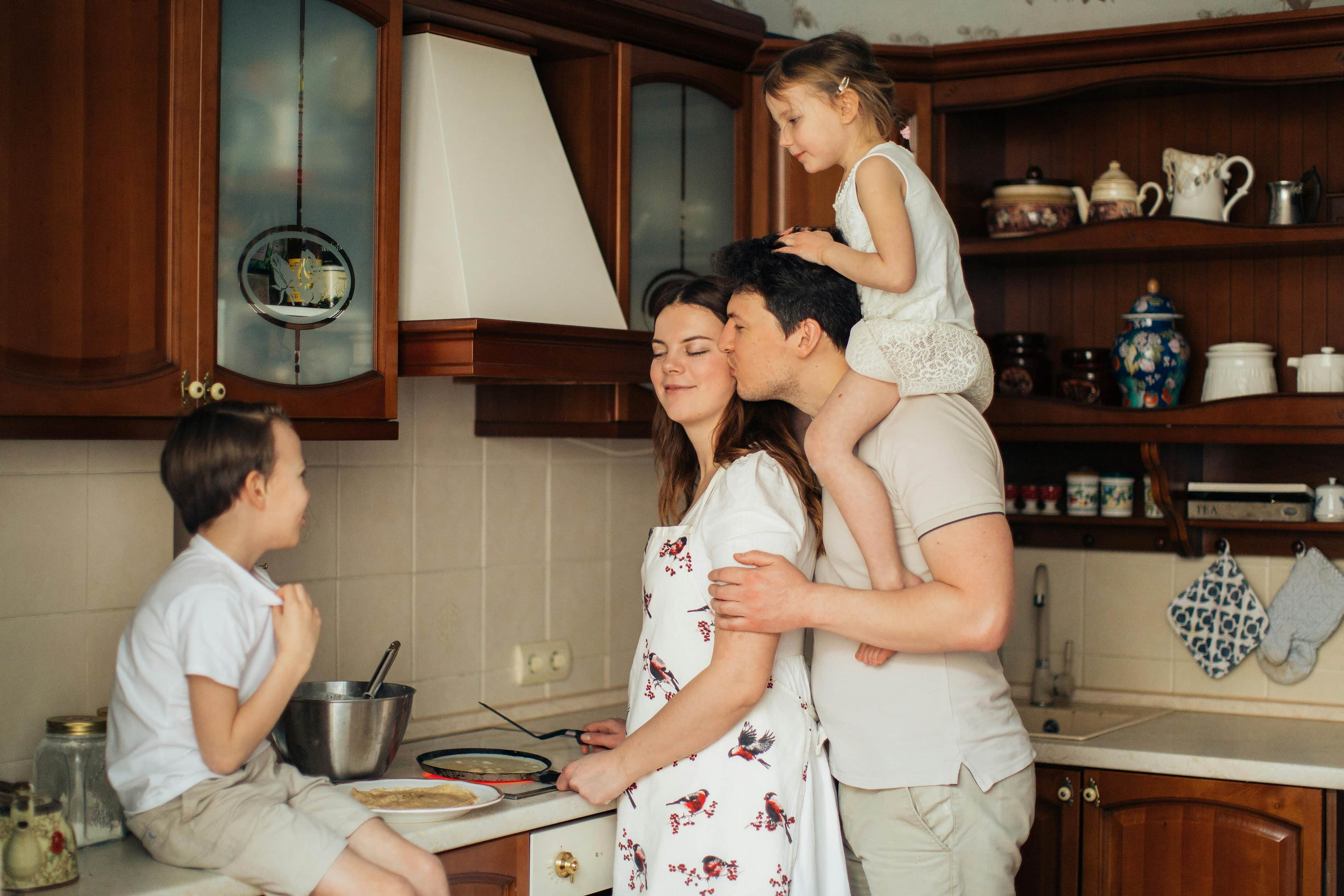 happy family cooking in the kitchen