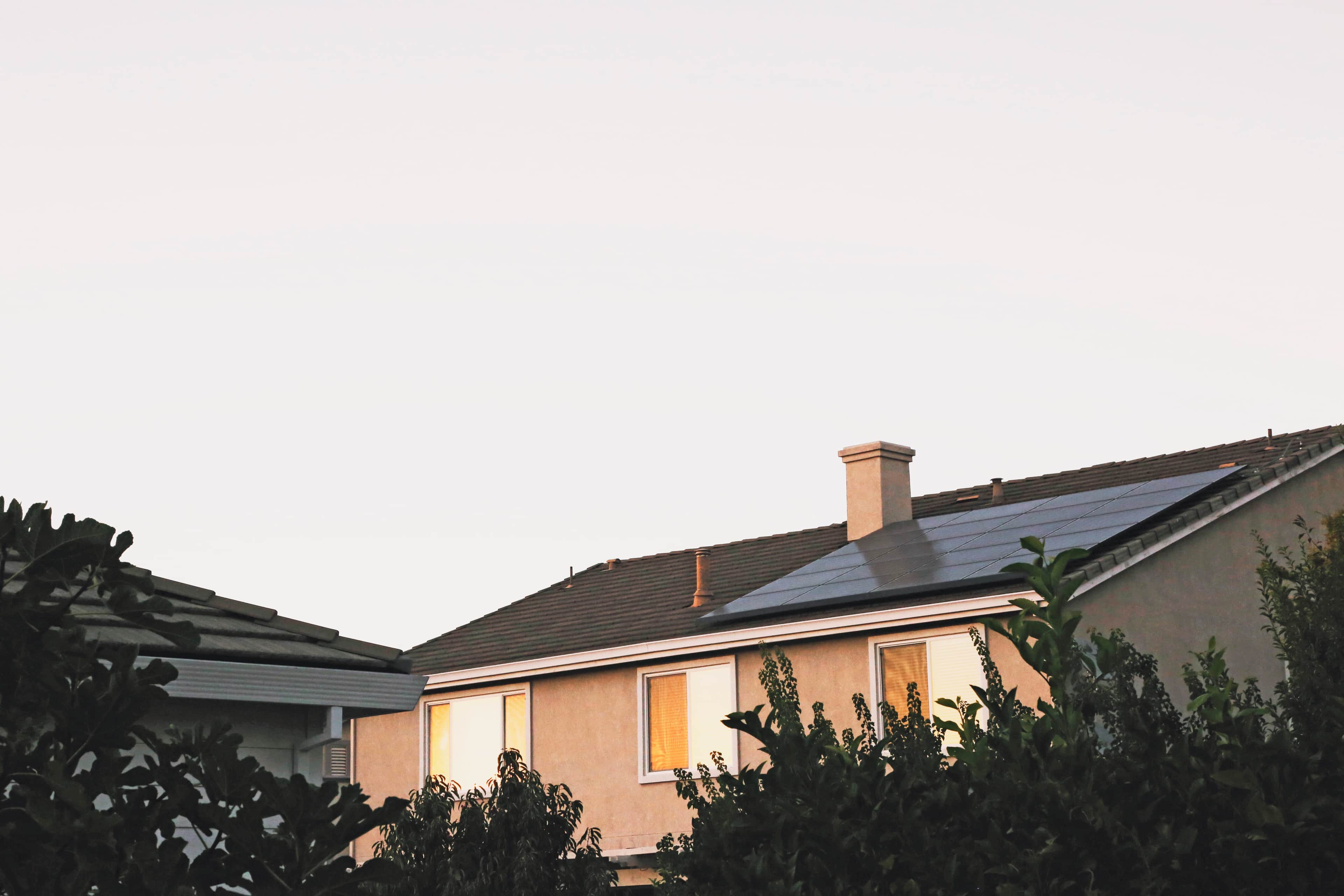 home with solar panels on the roof