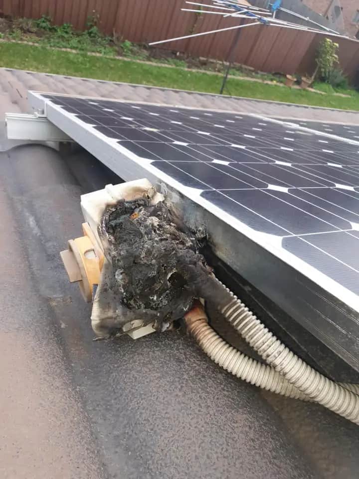 DC fire on solar panels