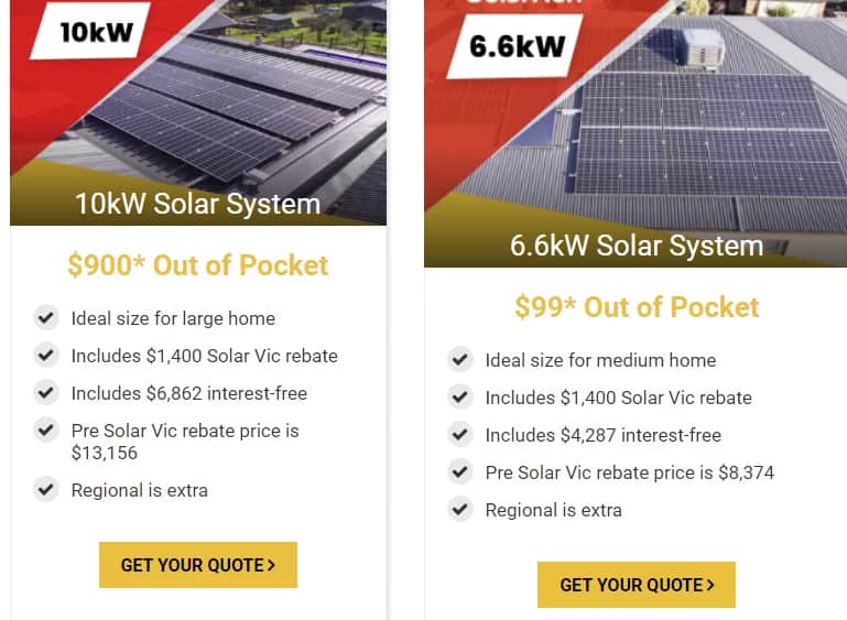 10kW solar system vs 6.6kW solar system out of pocket expense comparison