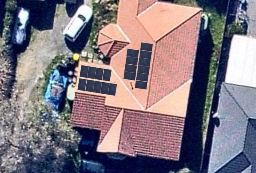 1KOMMA5° customer's solar panel array layout aerial photo