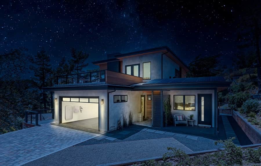a solar powered home with battery during night time