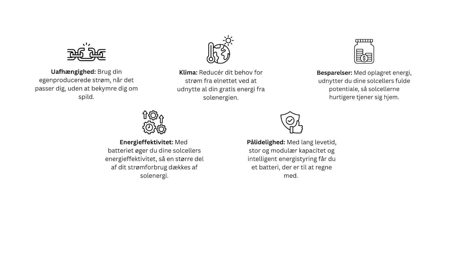 Fordele: Uafhængighed, klima, besparelser, energieffektivitet og pålidelighed