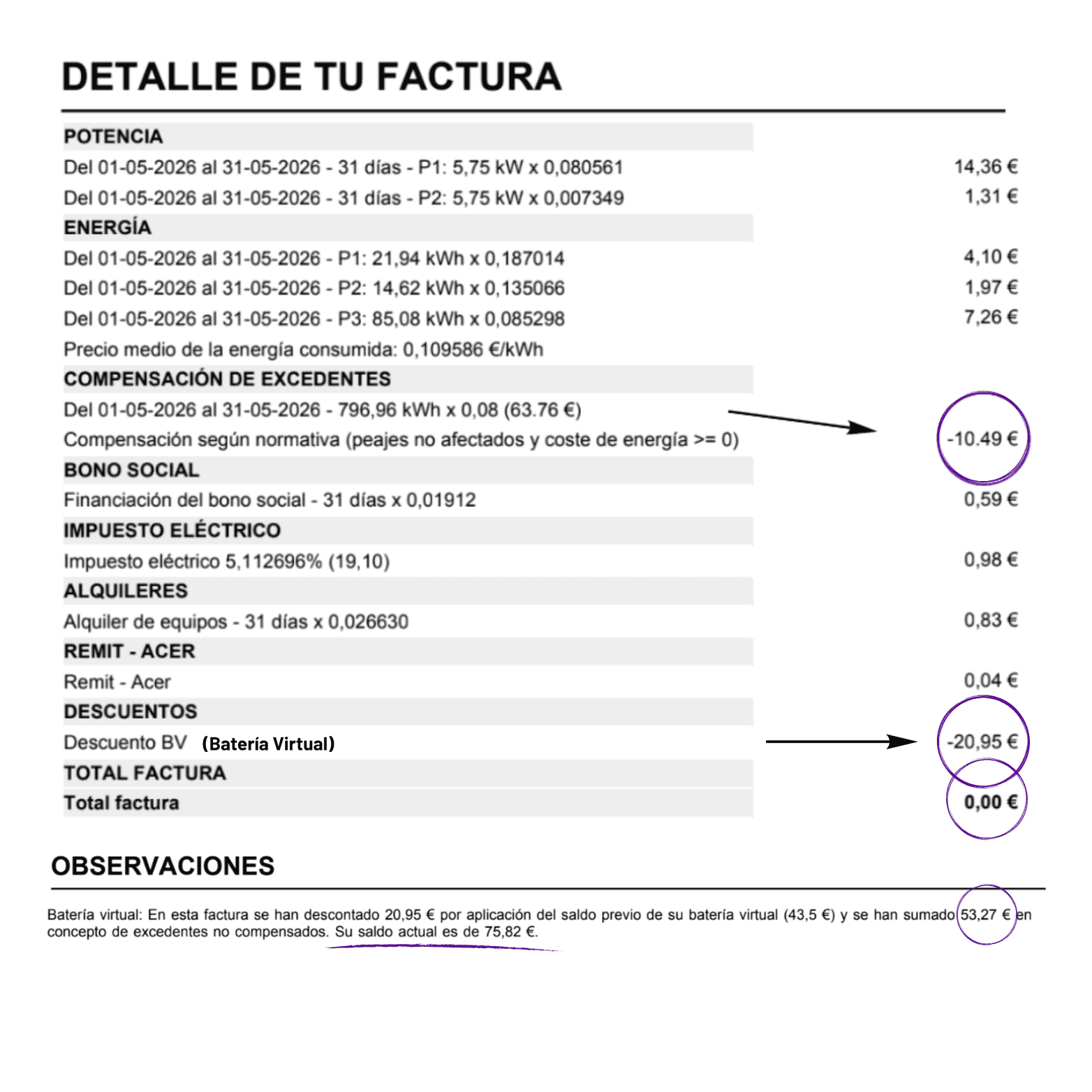 Factura Lliçà d'amunt a 0 €