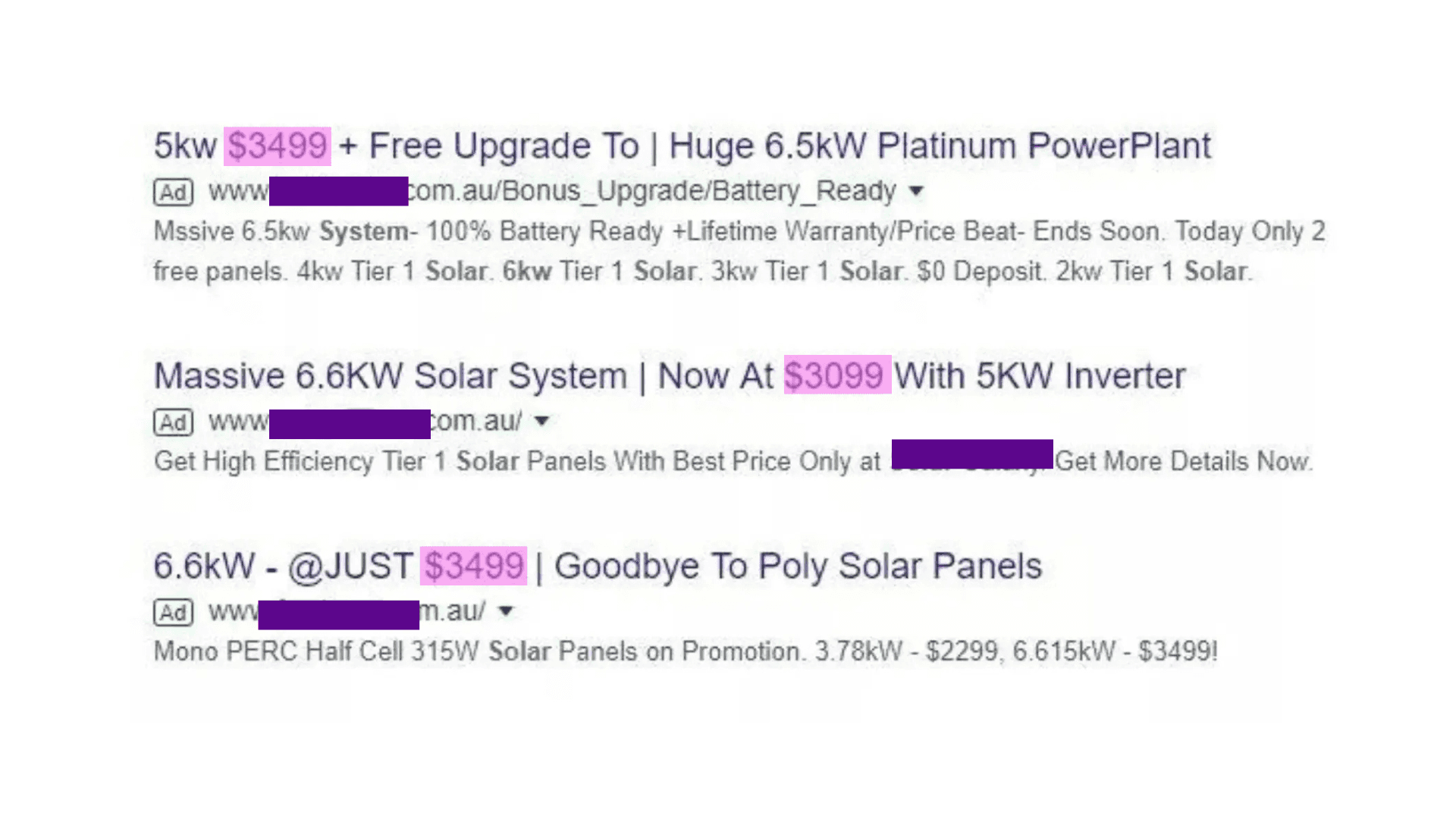 6.6kW solar system google ads