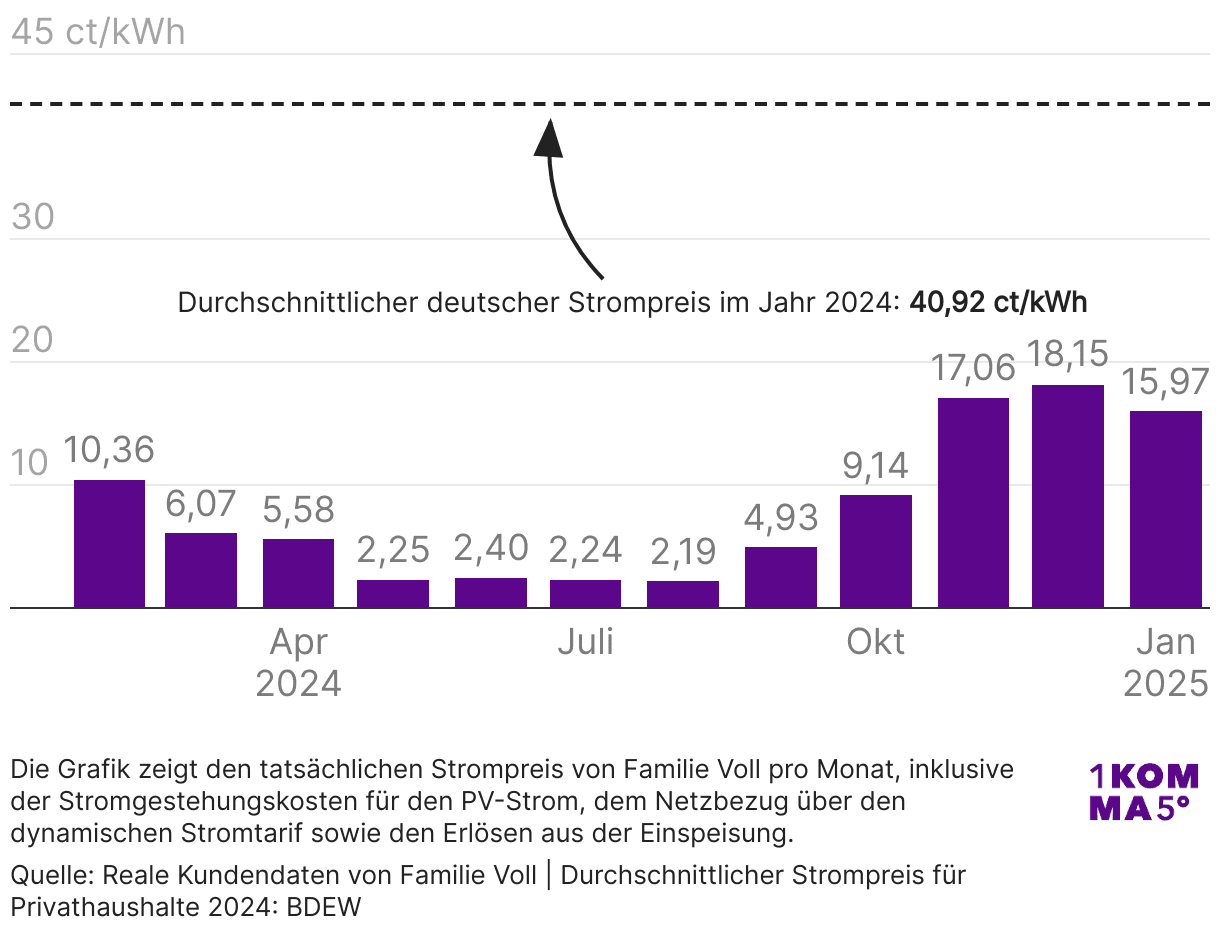 Monatlicher Strompreis der Familie Voll