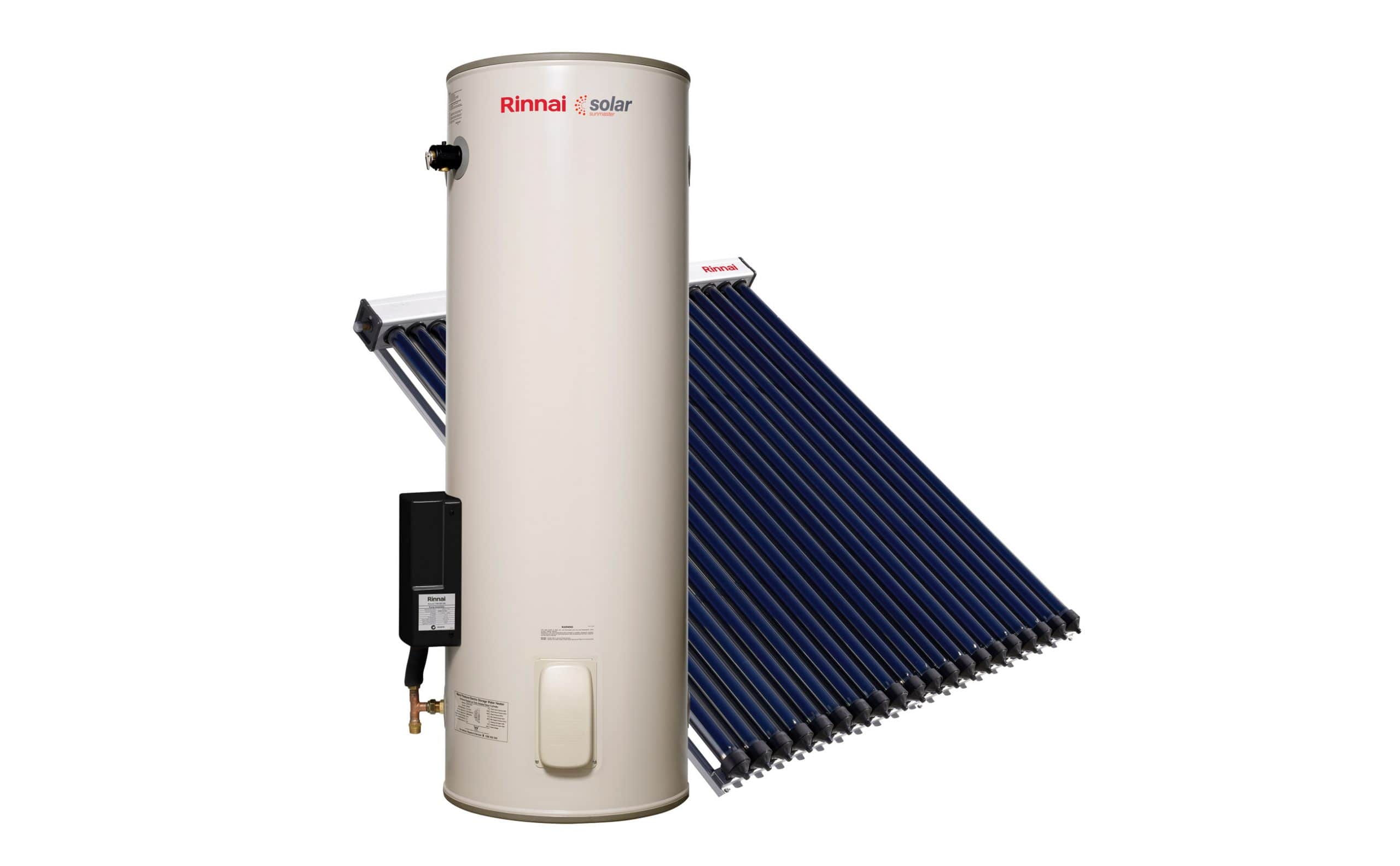 Rinnai solar hot water system with evacuated tubes