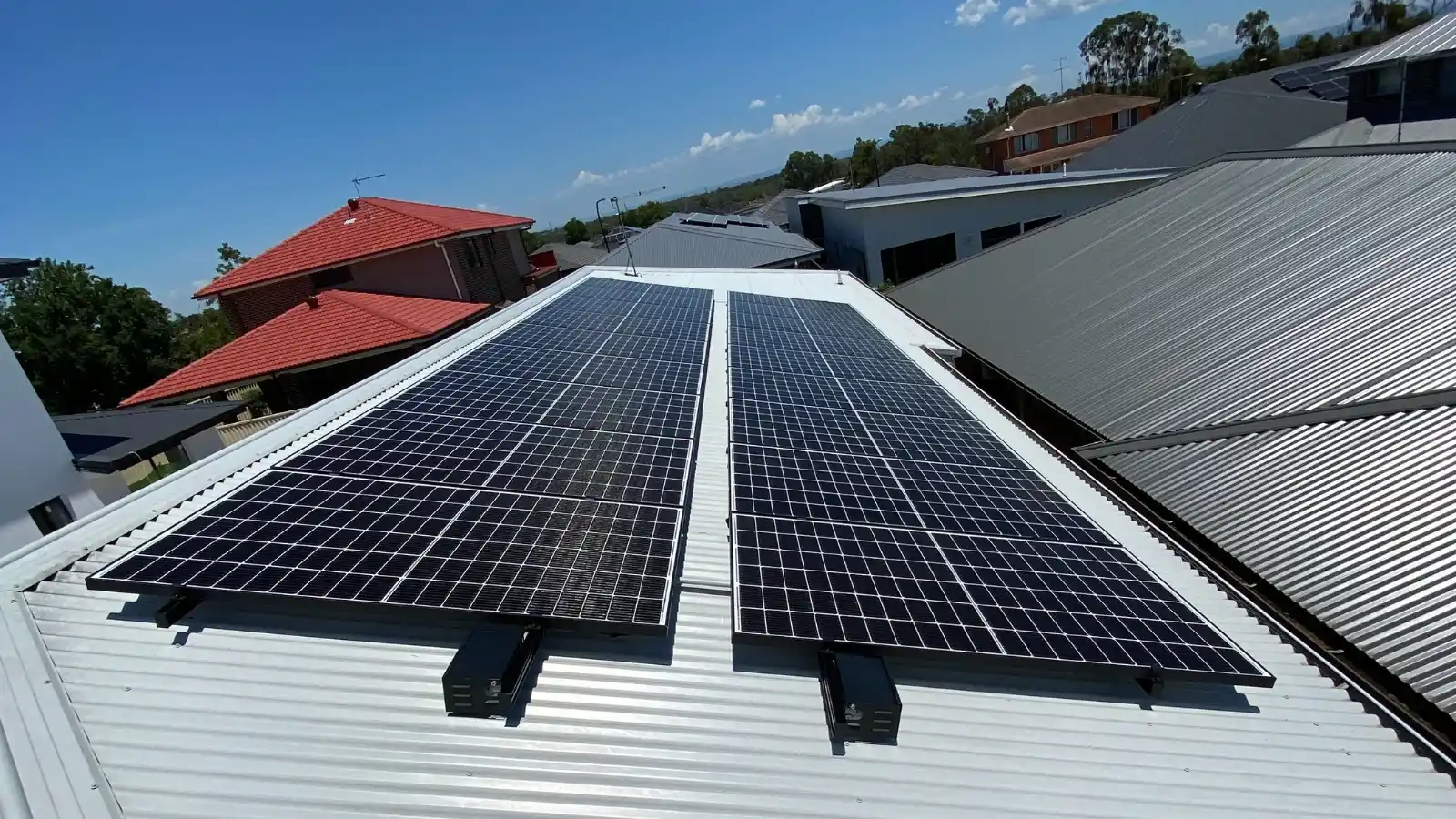 solar panel system installed on colorbond tin roof