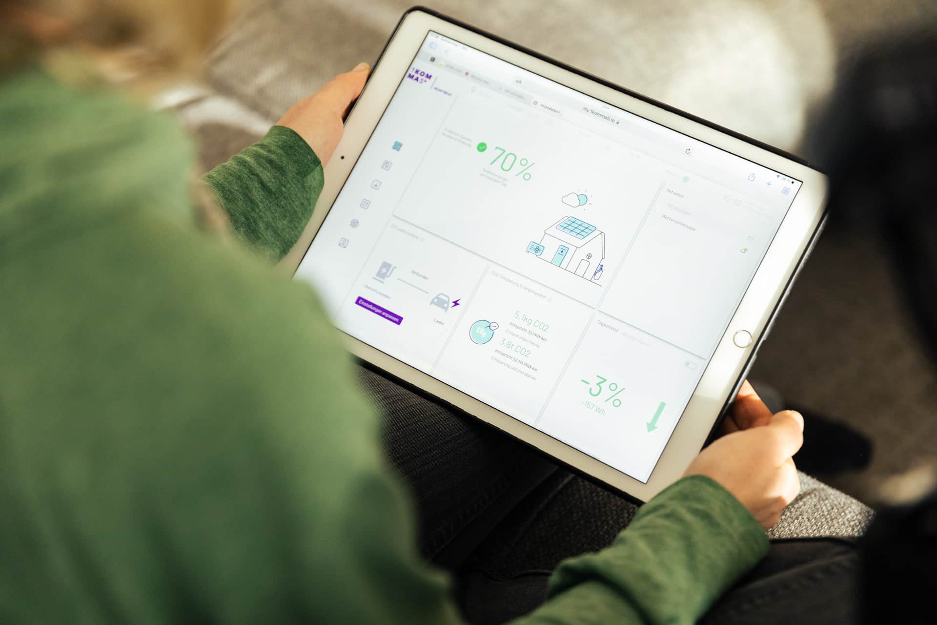 1KOMMA5° app displayed on a tablet