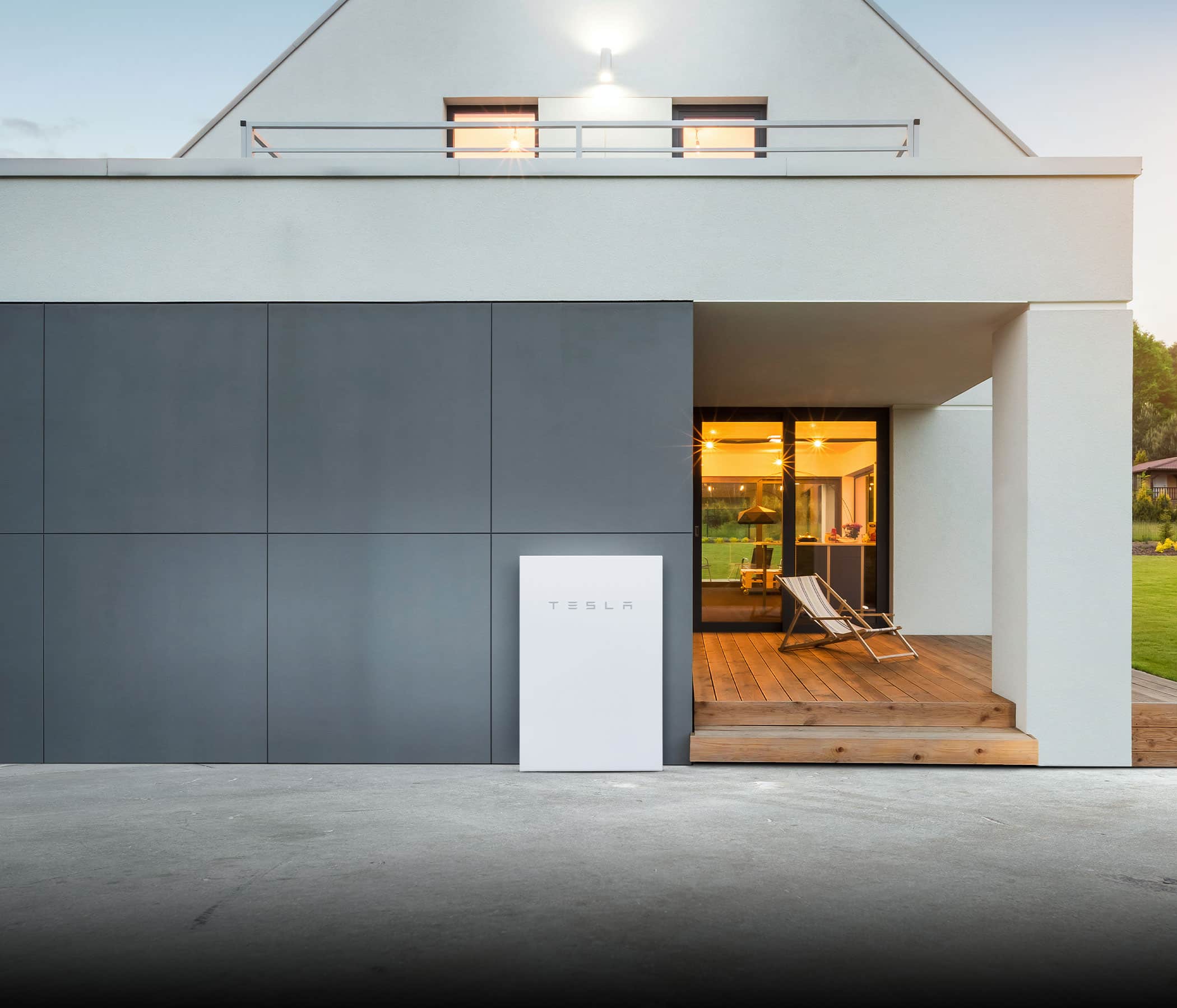 Tesla Powerwall mounted on a wall